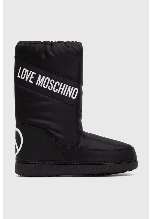 Love Moschino śniegowce SKIBOOT20 kolor czarny JA24032G0HISA000. Nosek buta: okrągły. Zapięcie: sznurówki. Kolor: czarny. Materiał: guma