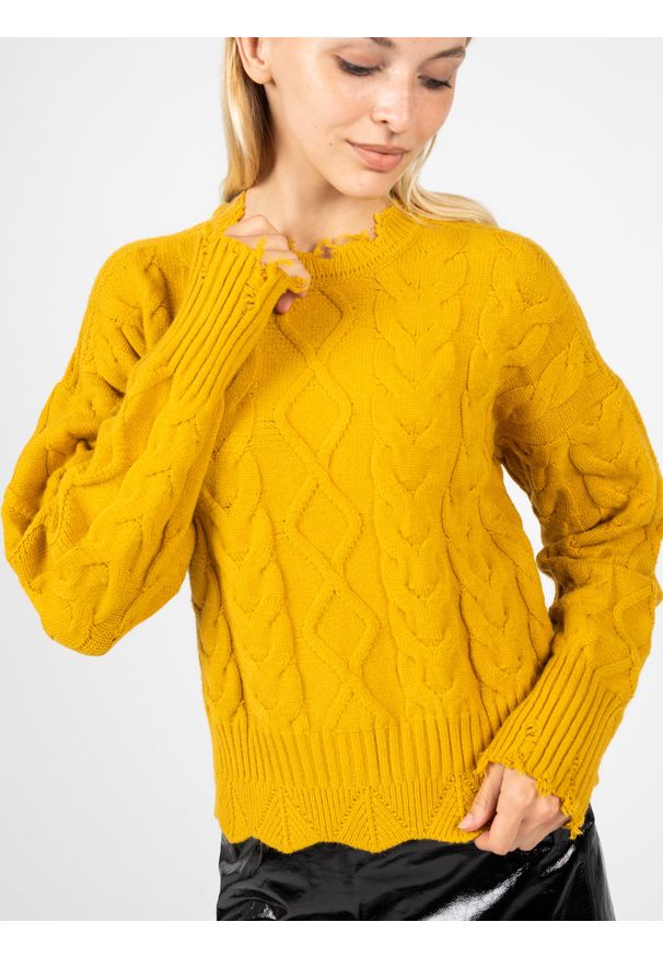 Pinko Sweter "Chianti" | 1G166W Y79B | Chianti | Kobieta | Żółty. Okazja: na co dzień. Kolor: żółty. Materiał: wiskoza, poliester, poliamid. Styl: casual