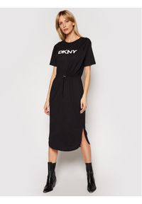 DKNY Sukienka codzienna P1BD7EGQ Czarny Regular Fit. Okazja: na co dzień. Kolor: czarny. Materiał: bawełna. Typ sukienki: proste. Styl: casual