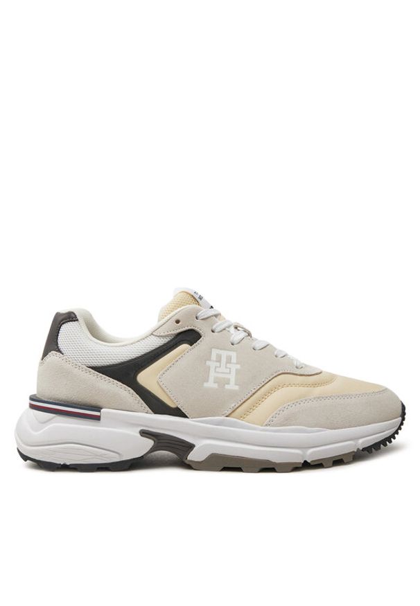 TOMMY HILFIGER - Tommy Hilfiger Sneakersy M Runner X Ventile Mix FM0FM05062 Écru. Materiał: skóra, zamsz