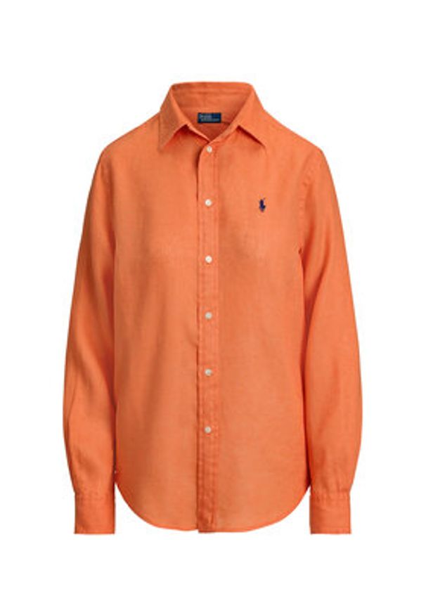 Polo Ralph Lauren Koszula 211970730500 Pomarańczowy Regular Fit. Typ kołnierza: polo. Kolor: pomarańczowy. Materiał: len