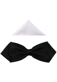 Modini - Czarna mucha męska - szeroki diament D1. Kolor: czarny. Materiał: poliester, tkanina. Styl: elegancki #1