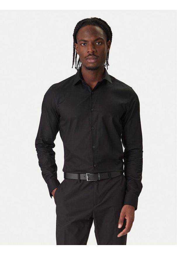 Calvin Klein Koszula LV019EU006 Czarny Slim Fit. Kolor: czarny. Materiał: bawełna