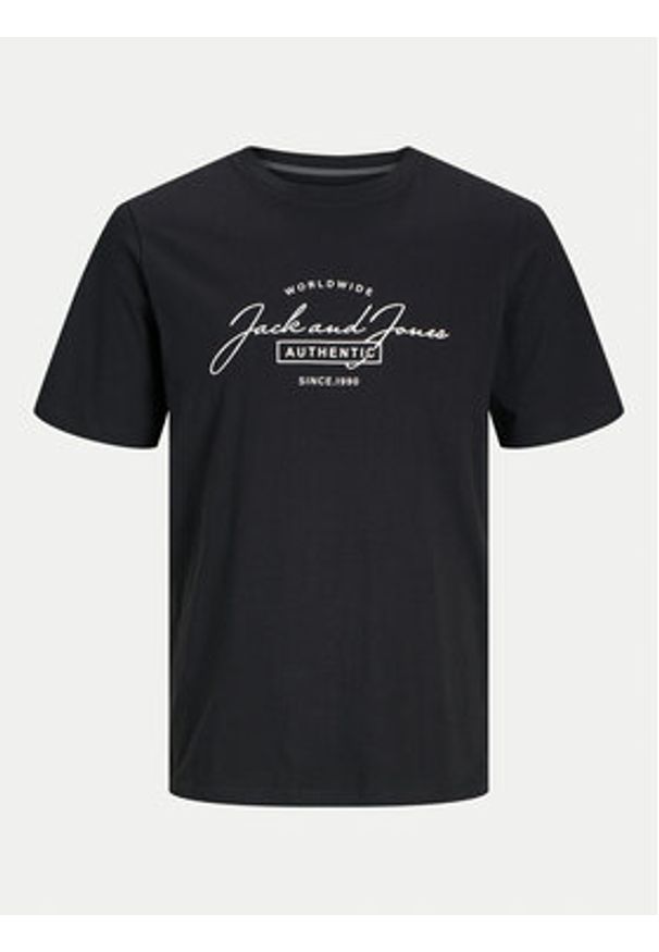 Jack & Jones - Jack&Jones T-Shirt Erris 12256799 Czarny Standard Fit. Kolor: czarny. Materiał: bawełna