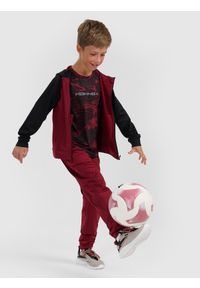 4f - 4F Bluza sportowa rozpinana z kapturem chłopięca - burgundowa 122/128 (6-8 lat). Okazja: na co dzień. Typ kołnierza: kaptur. Kolor: czerwony. Materiał: dzianina, skóra. Sezon: lato. Styl: sportowy #2