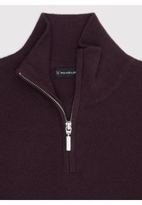 Pako Lorente - PAKO LORENTE – Bordowy sweter z wysoką stójką zapinaną na zamek. Typ kołnierza: kołnierzyk stójkowy. Kolor: czerwony, szary. Materiał: bawełna. Sezon: zima, jesień #5