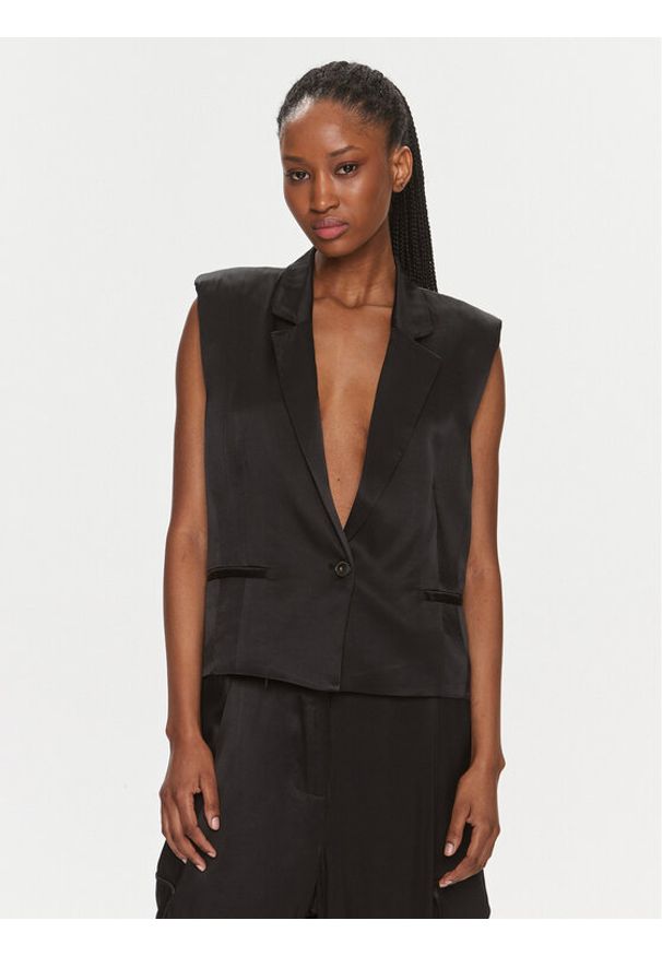 Herskind Kamizelka Line Vest 4995985 Czarny Regular Fit. Kolor: czarny. Materiał: wiskoza