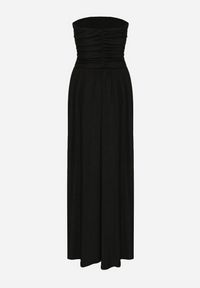 Born2be - Czarna Sukienka Koktajlowa Bandeau z Wiskozą Ozdobiona Marszczeniem Nalithae. Okazja: na co dzień. Kolor: czarny. Materiał: wiskoza. Wzór: aplikacja. Styl: wizytowy #4