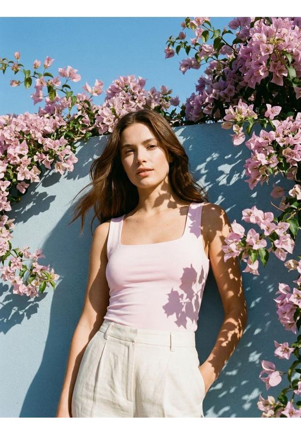 Sinsay - Klasyczny top - różowy. Kolor: różowy. Styl: klasyczny