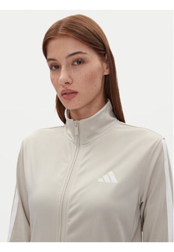 Adidas - adidas Bluza Tricot 3-Stripes JD4521 Beżowy Regular Fit. Kolor: beżowy. Materiał: syntetyk