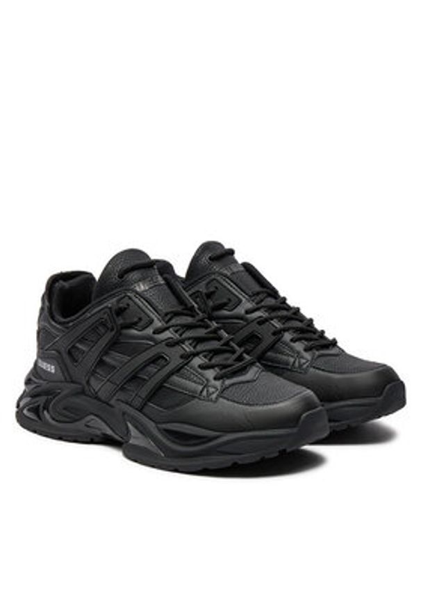 Guess Sneakersy Belluno Low FMTBEL ELE12 Czarny. Kolor: czarny. Materiał: skóra