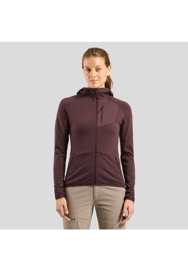 Bluza damska z kapturem Odlo Ascent Mid Layer Hoody Full Zip. Typ kołnierza: kaptur. Kolor: brązowy