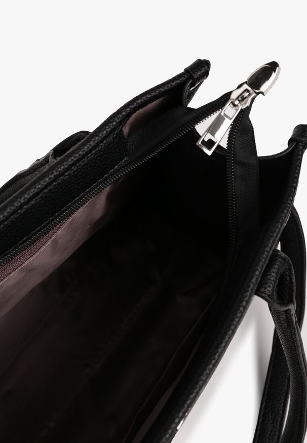 Born2be - Czarna Mała Torebka Typu Shopper z Dodatkowym Paskiem Lorsekia. Kolor: czarny. Rozmiar: małe. Styl: klasyczny, elegancki, casual