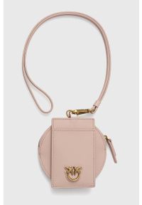 Pinko etui na karty skórzane kolor różowy. Kolor: różowy. Materiał: skóra