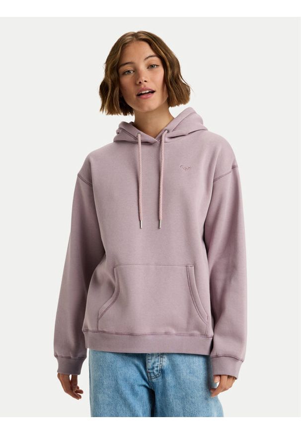 Roxy Bluza Surf Stoked Brushed ERJFT05046 Fioletowy Regular Fit. Kolor: fioletowy. Materiał: bawełna