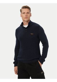 Aeronautica Militare Sweter 262MA1572UL00409 Granatowy Regular Fit. Kolor: niebieski. Materiał: bawełna #1
