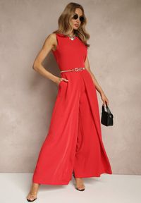 Renee - Czerwony Kombinezon Bez Rękawów z Nogawkami Wide Leg Noreldi. Kolor: czerwony. Długość rękawa: bez rękawów. Styl: elegancki #5