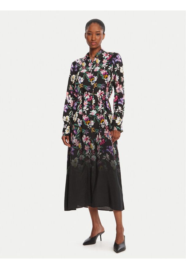 Desigual Sukienka koszulowa Camisero Acrilica 25WWVW11 Czarny Regular Fit. Kolor: czarny. Materiał: wiskoza. Typ sukienki: koszulowe