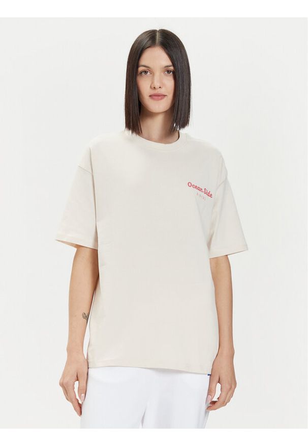 4f - 4F T-Shirt 4FWSS24TTSHF1265 Écru Oversize. Materiał: bawełna