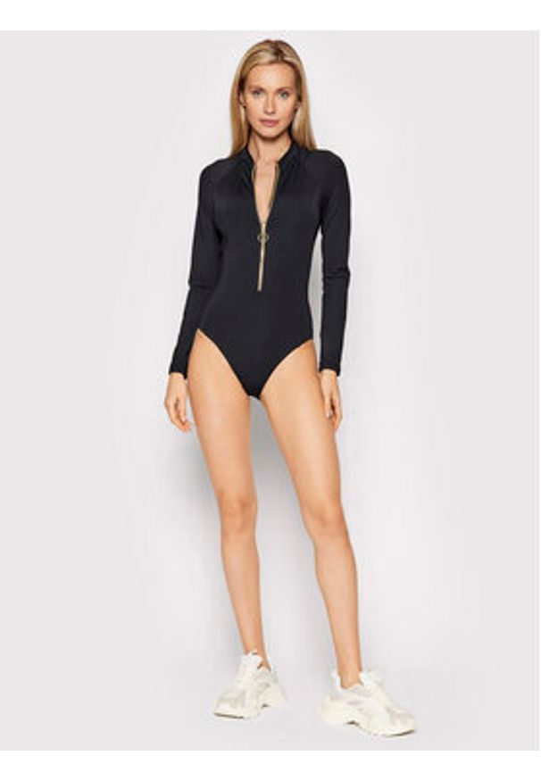Seafolly Strój kąpielowy Zip Front 10936-942 Czarny. Kolor: czarny. Materiał: syntetyk