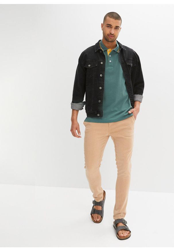 bonprix - Koszulka polo z bawełnianej piki (2 szt.). Typ kołnierza: polo. Kolor: niebieski. Materiał: bawełna. Długość rękawa: krótki rękaw. Długość: krótkie