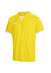 Koszulka piłkarska z krótkim rękawem męska Hummel Core SS Poly Jersey. Kolor: żółty. Materiał: jersey. Długość rękawa: krótki rękaw. Długość: krótkie. Sport: piłka nożna