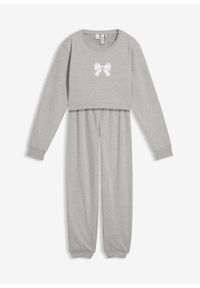 bonprix - Strój domowy z miękkiej bawełny, z bluzą o skróconej długości.. Kolor: szary. Materiał: bawełna. Długość: długie #1