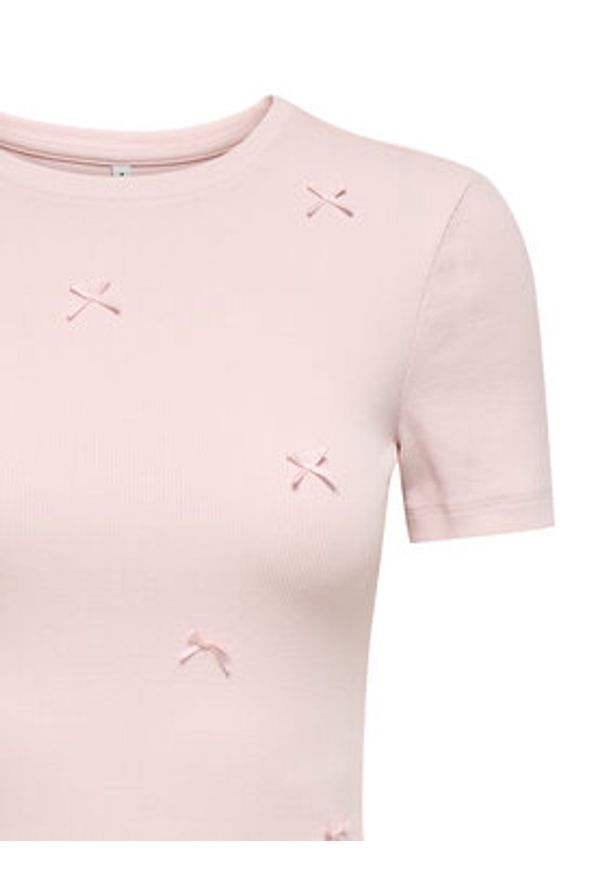 only - ONLY T-Shirt Femke 15369336 Różowy jasny Slim Fit. Kolor: różowy. Materiał: bawełna