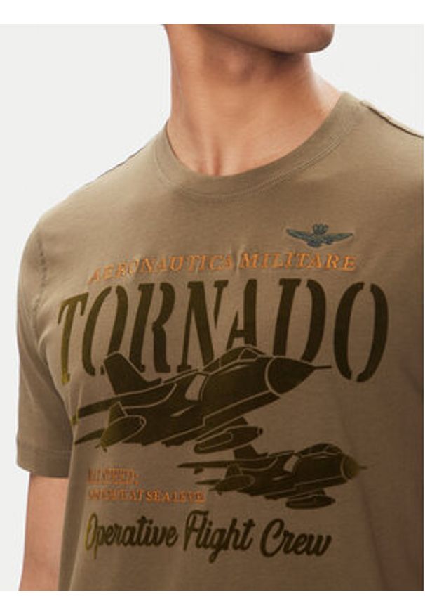 Aeronautica Militare T-Shirt 251TS2405J641 Khaki Regular Fit. Kolor: brązowy. Materiał: bawełna