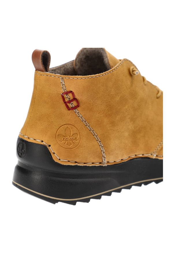 Żółte Botki Rieker Ocieplane Buty Damskie. Okazja: na co dzień, na spacer. Kolor: żółty. Materiał: syntetyk, materiał. Szerokość cholewki: normalna. Sezon: jesień, zima. Styl: casual