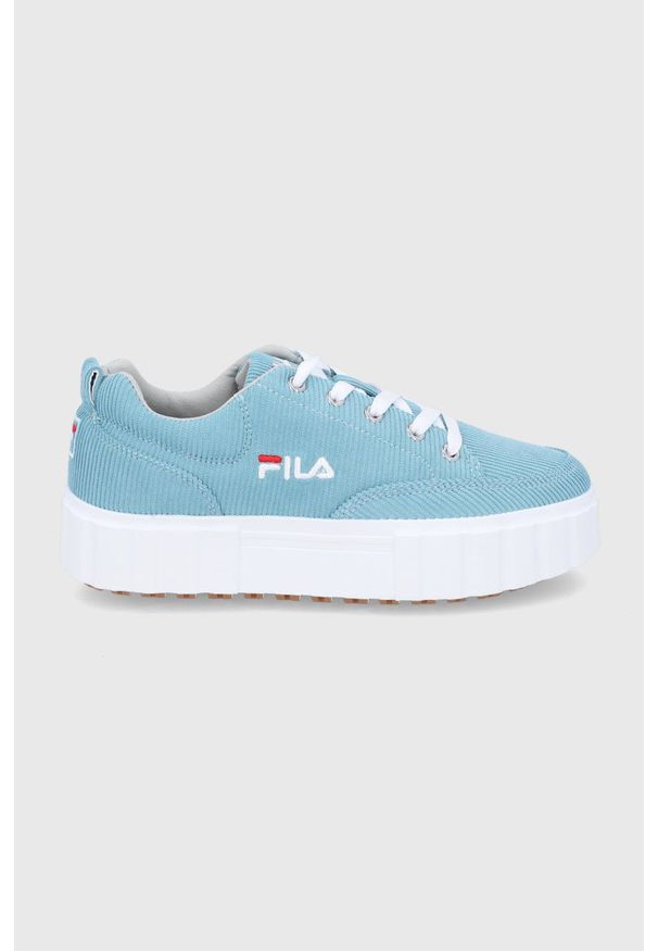 Fila - Tenisówki Sandblast. Nosek buta: okrągły. Zapięcie: sznurówki. Kolor: niebieski. Materiał: guma. Obcas: na platformie