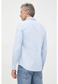 Armani Exchange koszula bawełniana męska slim z kołnierzykiem klasycznym. Typ kołnierza: kołnierzyk klasyczny. Kolor: niebieski. Materiał: bawełna. Styl: klasyczny #2