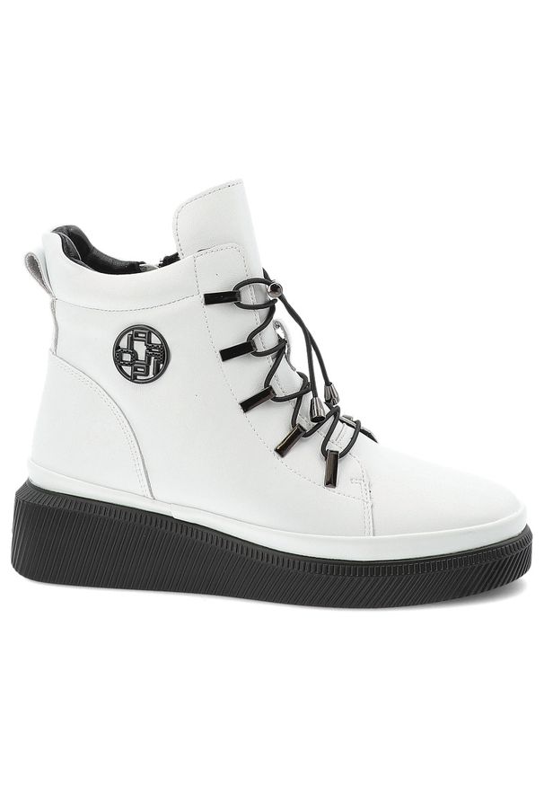 Białe Botki Filippo Stylowe Buty Damskie. Okazja: na co dzień. Kolor: biały. Szerokość cholewki: normalna. Sezon: zima, jesień. Styl: elegancki