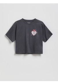 Reserved - T-shirt z nadrukiem - ciemnoszary. Kolor: szary. Materiał: bawełna. Długość: krótkie. Wzór: nadruk