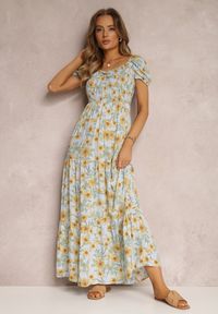 Renee - Jasnoniebieska Sukienka Svard. Typ kołnierza: dekolt gorset. Kolor: niebieski. Materiał: tkanina. Typ sukienki: gorsetowe. Styl: boho. Długość: maxi #3