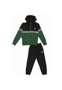 LEONE 1947 APPAREL - Dres dziecięcy z kapturem i poziomym paskiem New Tape. Okazja: na uczelnię. Kolor: czarny, zielony, wielokolorowy. Materiał: dresówka. Styl: sportowy