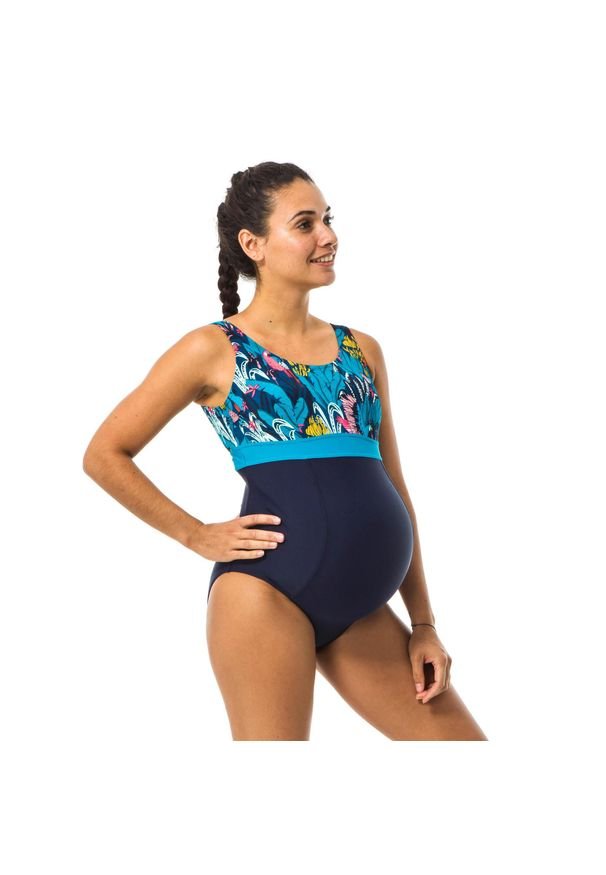 NABAIJI - Strój Jednoczęściowy Pływacki Ciążowy Romane Yuka Damski. Kolekcja: moda ciążowa. Kolor: niebieski, wielokolorowy, turkusowy