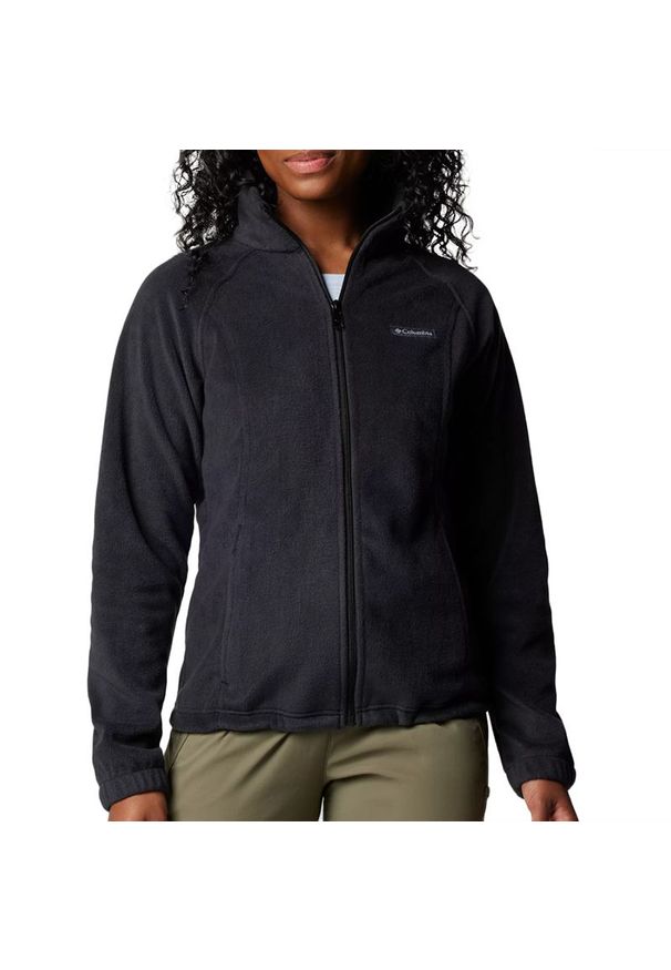 columbia - Bluza damska Columbia Benton Springs 1372111010 - czarna. Okazja: na co dzień. Kolor: czarny. Materiał: polar, poliester, dresówka. Wzór: aplikacja. Styl: casual, klasyczny