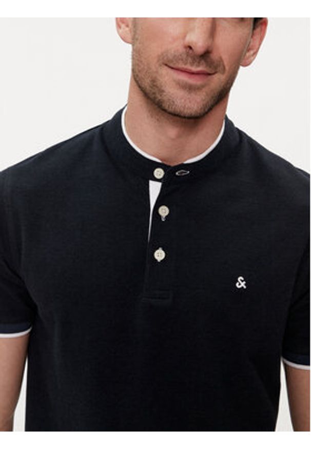 Jack & Jones - Jack&Jones Polo Paulos 12199711 Granatowy Slim Fit. Typ kołnierza: polo. Kolor: niebieski. Materiał: bawełna