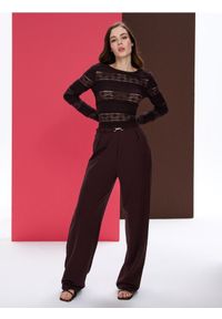 Sinsay - Spodnie wide leg z zakładkami i dekoracyjnym pasem - czerwony. Kolor: czerwony #1