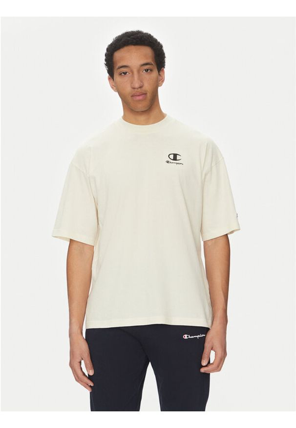 Champion T-Shirt 221257 Écru Regular Fit. Materiał: bawełna