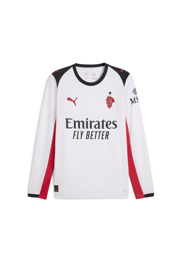 Puma - Męska koszulka wyjazdowa z długim rękawem AC Milan 25/26 PUMA. Kolor: czerwony, wielokolorowy, biały. Długość rękawa: długi rękaw. Długość: długie. Sport: piłka nożna