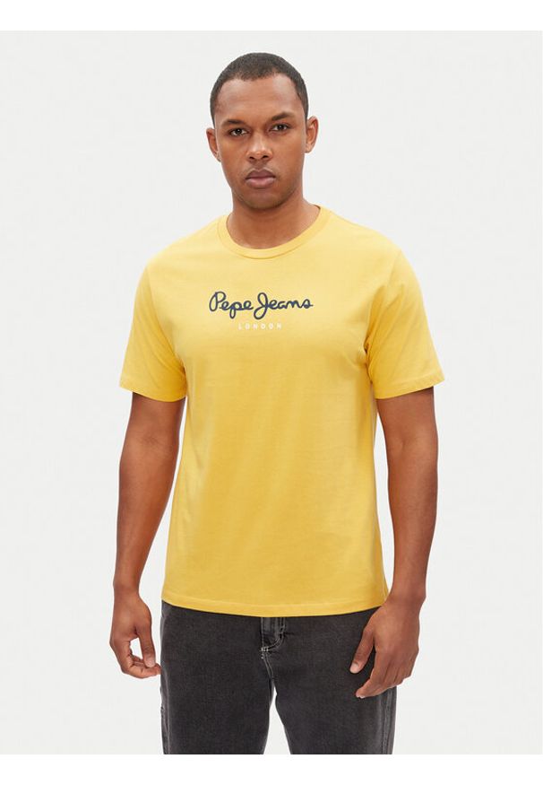 Pepe Jeans T-Shirt Eggo N PM508208 Żółty Regular Fit. Kolor: żółty. Materiał: bawełna