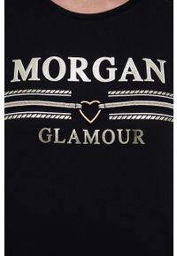 Morgan t-shirt damski kolor czarny. Okazja: na co dzień. Kolor: czarny. Materiał: dzianina. Wzór: nadruk, aplikacja. Styl: casual #3