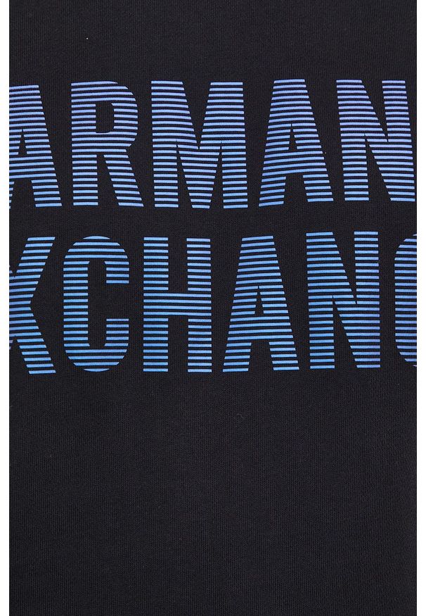 Armani Exchange Bluza męska kolor czarny z nadrukiem. Okazja: na co dzień. Kolor: czarny. Materiał: dzianina. Wzór: nadruk. Styl: casual