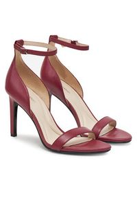 Calvin Klein Sandały Heel Sandal 90 - Lth HW0HW02337 Bordowy. Kolor: czerwony. Materiał: skóra
