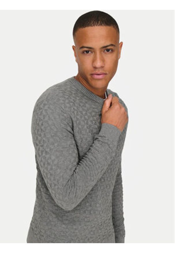 Only & Sons Sweter 22026559 Szary Regular Fit. Kolor: szary. Materiał: bawełna