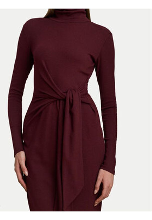 Lauren Ralph Lauren - LAUREN RALPH LAUREN Sukienka dzianinowa 200980028006 Bordowy Slim Fit. Kolor: czerwony. Materiał: bawełna