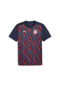 Puma - Męska koszulka przedmeczowa z krótkim rękawem FC Red Bull Salzburg PUMA. Kolor: czerwony, niebieski, wielokolorowy. Długość rękawa: krótki rękaw. Długość: krótkie. Sport: piłka nożna