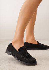Born2be - Czarne Mokasyny VICES ze Skórzaną Wkładką i Frędzlami Leuconisse. Okazja: na co dzień. Kolor: czarny. Materiał: skóra. Wzór: aplikacja. Styl: casual, elegancki #6